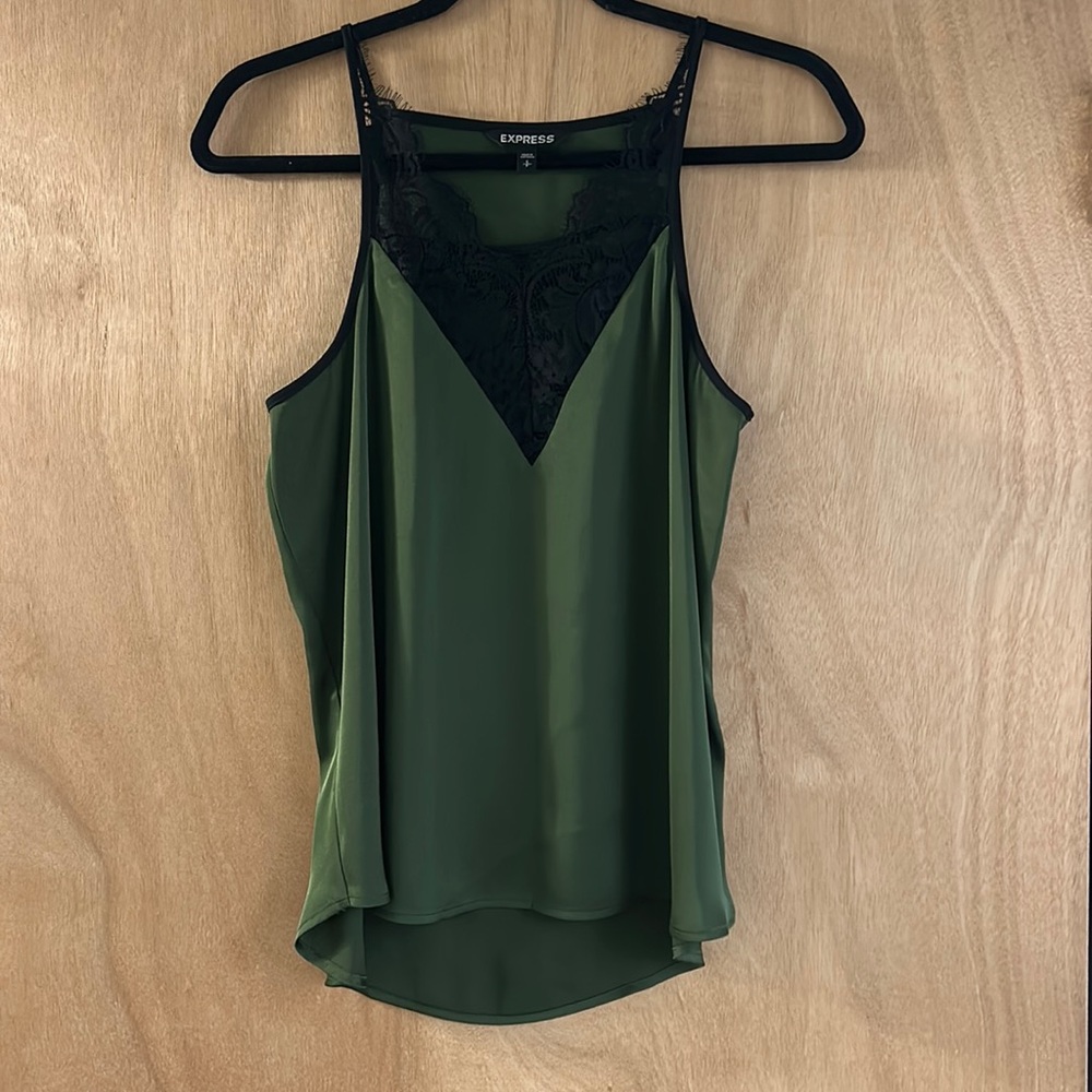 Silk tank top with lace detailing